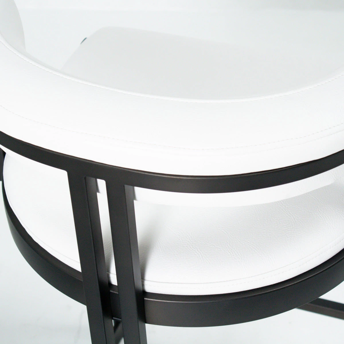 Ballantine Bar Stool In Matte Black White Leather 5 Ballantine Bar Stool In Matte Black White Leather - Image 5