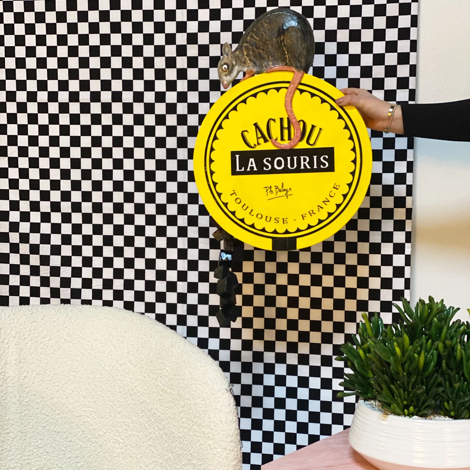 Cachou Mouse Sculpture In Yellow 2 Cachou Mouse Sculpture In Yellow - Image 2