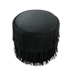 Chaser Ottoman In Black Leather -Home Decorate Shop ChaserOttomaninBlackLeather.02