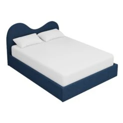 Clyde Queen Bed In Navy Boucle -Home Decorate Shop ClydeQueenBedinNavyBoucle.03