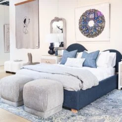 Home Decorate Shop -Home Decorate Shop ClydeQueenBedinNavyBoucle.04