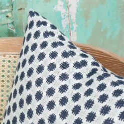 Dobby Navy Dot Linen Pillow -Home Decorate Shop DobbyNavyDotLinenPillow.03