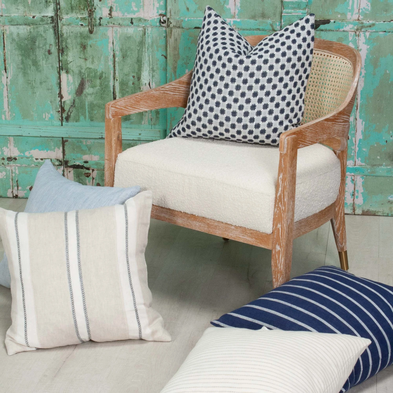 Dobby Navy & White Stripe Linen Pillow 3 Dobby Navy & White Stripe Linen Pillow - Image 3