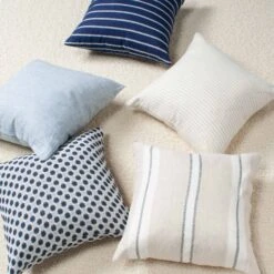 Dobby Navy & White Stripe Linen Pillow 7 Dobby Navy & White Stripe Linen Pillow -Home Decorate Shop DobbyNavy WhiteStripeLinenPillow.04