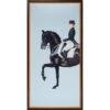 Framed Equestrian Artwork On Silk Cloth - Light Blue