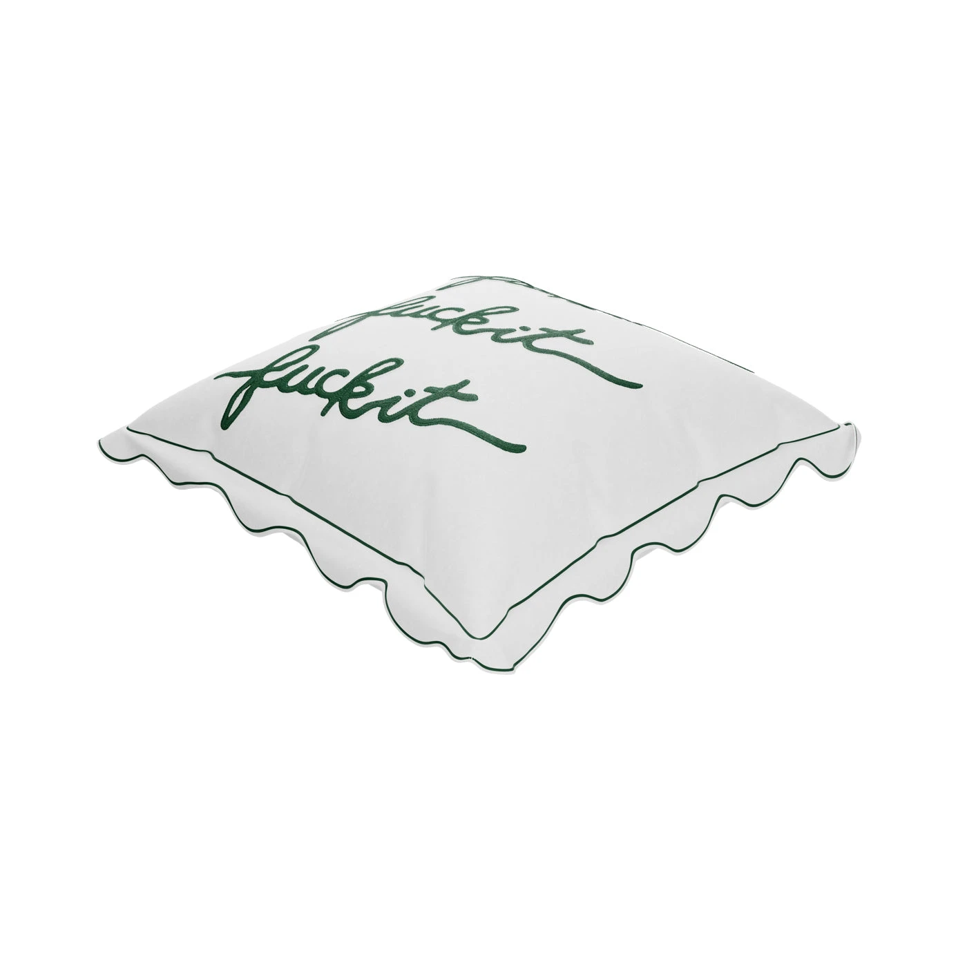 Fuck It Large Scallop Pillow Cover - Emerald 5 Fuck It Large Scallop Pillow Cover - Emerald - Image 5