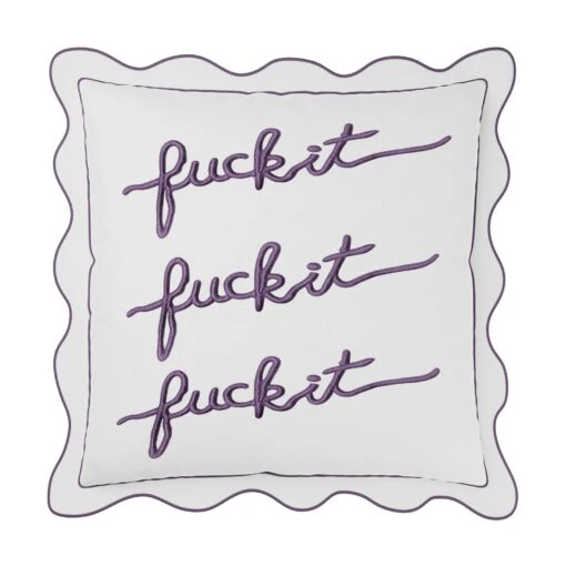 Fuck It Large Scallop Pillow Cover - Lavender