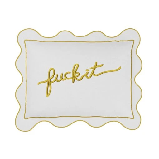 Fuck It Small Scallop Pillow Cover - Chartreuse