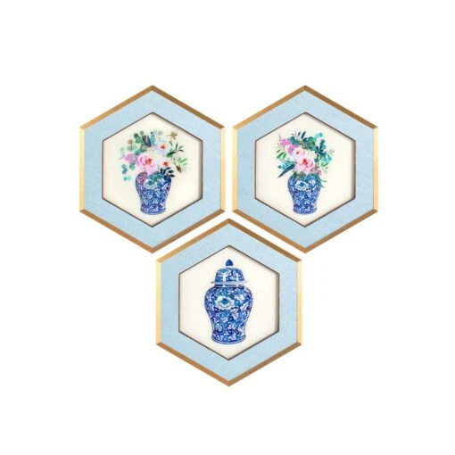 Ginger Vase Hexagon Art - Set Of 3