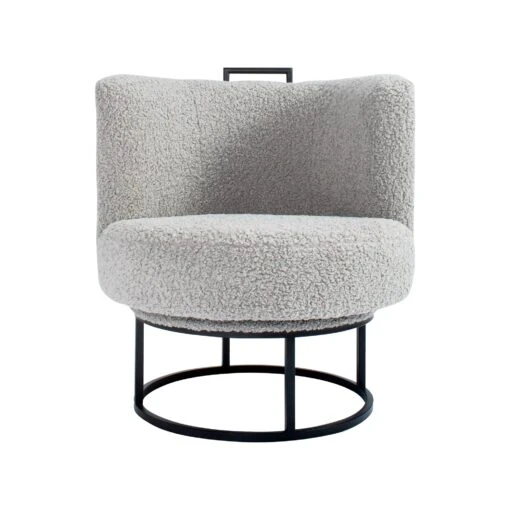 Gunter Swivel Chair In Grey Boucle Matte Black