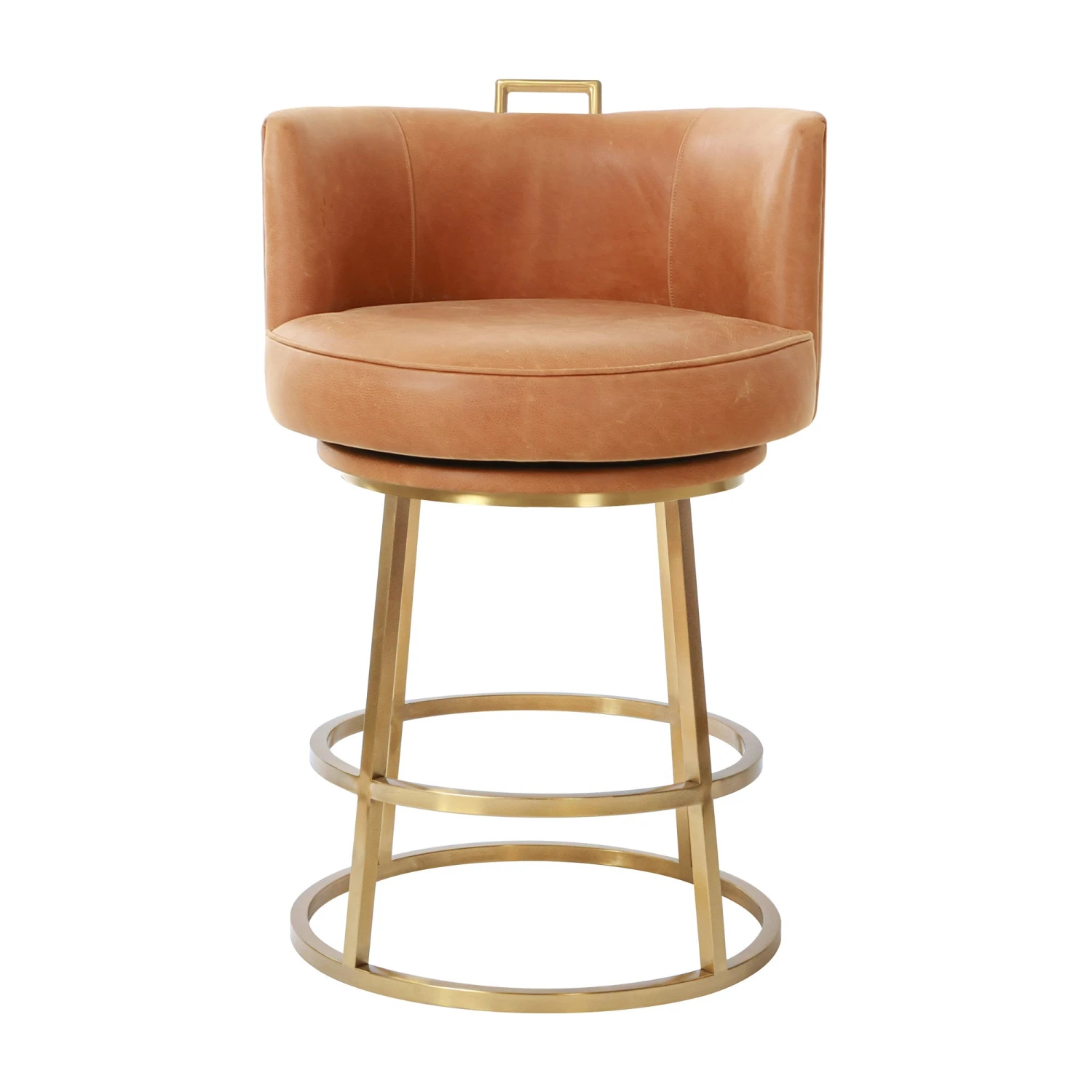 Rosita Swivel Counter Stool In Tobacco Leather 1 Rosita Swivel Counter Stool In Tobacco Leather