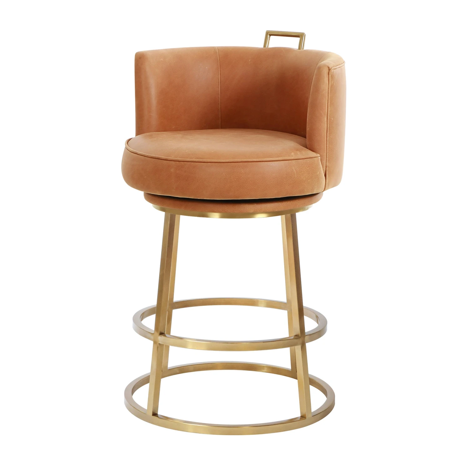 Rosita Swivel Counter Stool In Tobacco Leather 3 Rosita Swivel Counter Stool In Tobacco Leather - Image 3