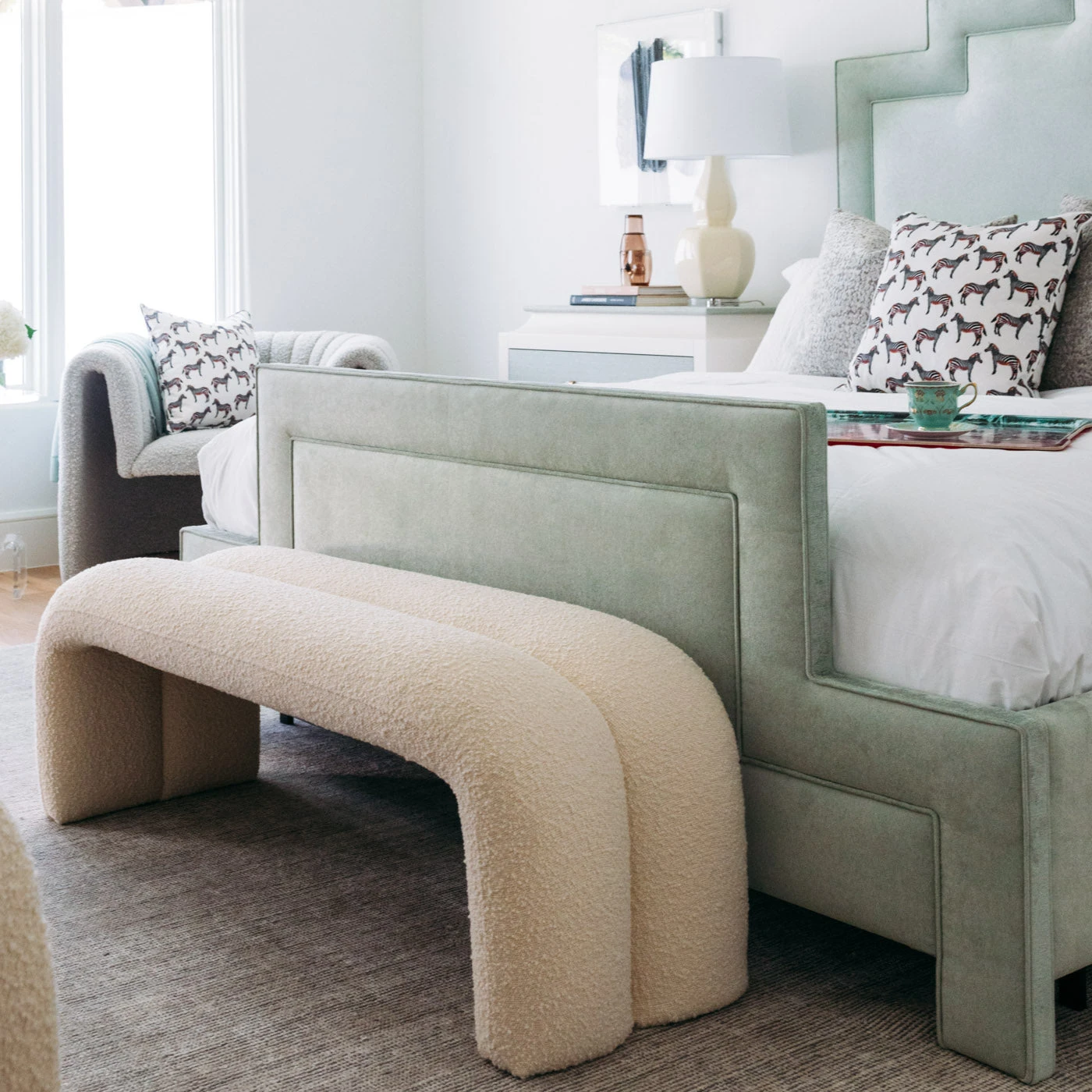 Maxwell Bench In Ivory Boucle 2 Maxwell Bench In Ivory Boucle - Image 2