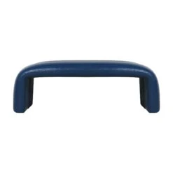 Maxwell Bench In Blue Leather -Home Decorate Shop MaxwellBenchinBlueLeather.01