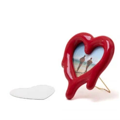 Melted Heart Mirror Frame - Red By Seletti