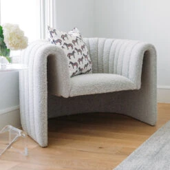 Miles Chair In Grey Boucle -Home Decorate Shop MilesChair.09