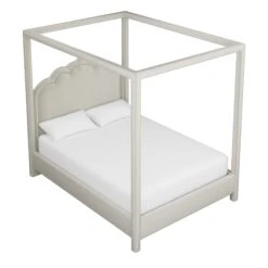 Custom Novi Canopy Bed -Home Decorate Shop NoviCanopyBedinDaliIvoryVelvet.03