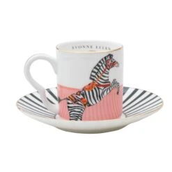Set Of 2 Espresso Cup & Saucers - Dog/Zebra -Home Decorate Shop Setof2EspressoCup Saucers Dog Zebra.04