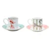 Set Of 2 Espresso Cups & Saucers - Cheetah/Parrot