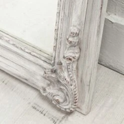 Small Grey Wash Mirror With Decorative Wreath Top -Home Decorate Shop SmallGreyWashMirrorwithDecorativeWreathTop.04