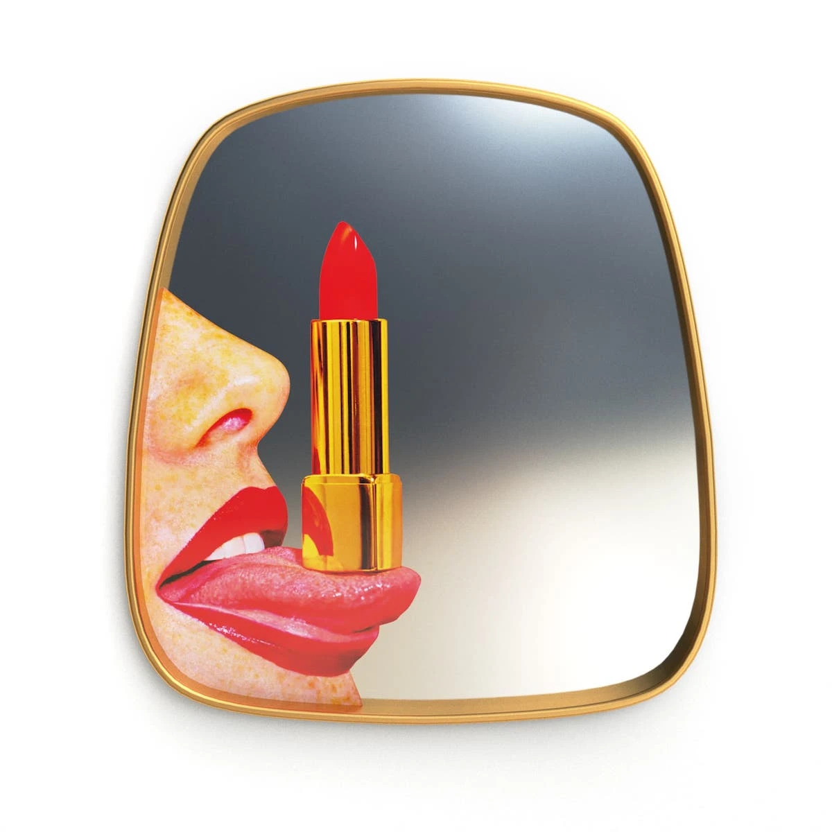 Tongue Mirror With Gold Frame By Seletti 1 Tongue Mirror With Gold Frame By Seletti