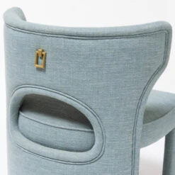 Valerie Dining Chair In French Blue Linen 14 Valerie Dining Chair In French Blue Linen -Home Decorate Shop ValerieDiningChairinFrenchBlueLinenDetail.03