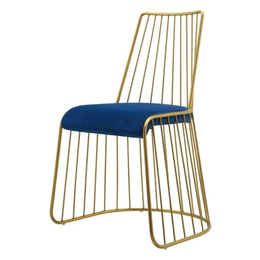 Voltaire Dining Chair In Navy Velvet