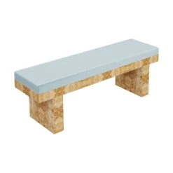 Custom Willow Bench -Home Decorate Shop Willow Bench.Golden Pecan Mappa Burl.Clario Ice Velvet.03